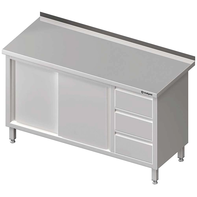 Wall table with three drawer block (P), sliding door 1900x600x850 mm
