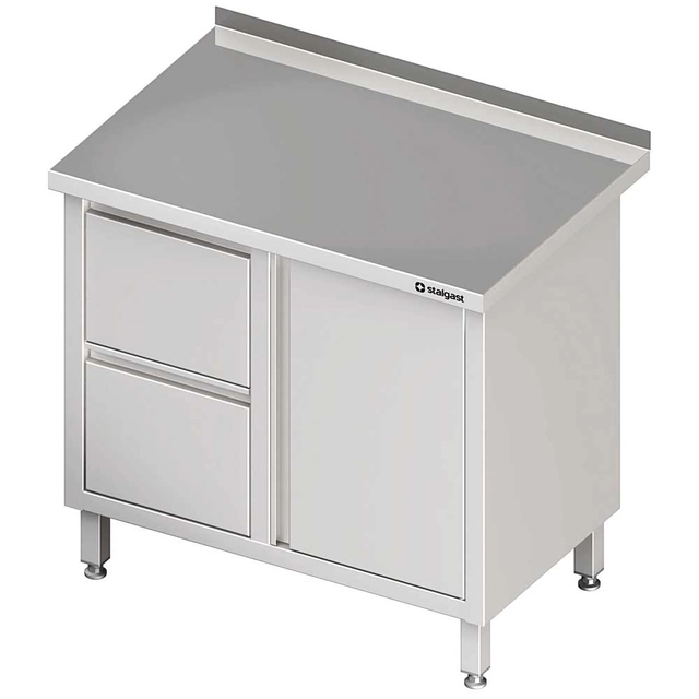 Wall table with two drawer block (L), swing doors 1000x700x850 mm