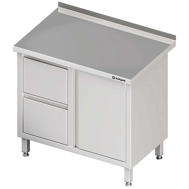 Wall table with two drawer block (L), swing doors 900x700x850 mm