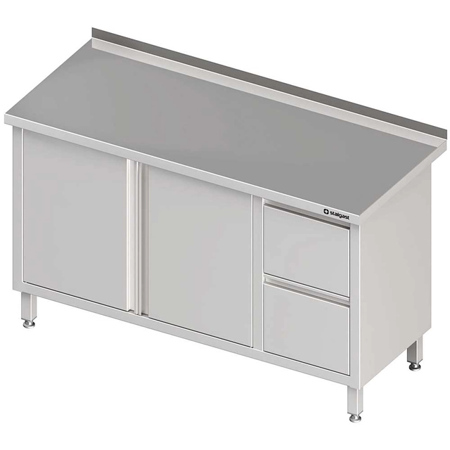 Wall table with two drawer block (P), swing doors 1300x600x850 mm