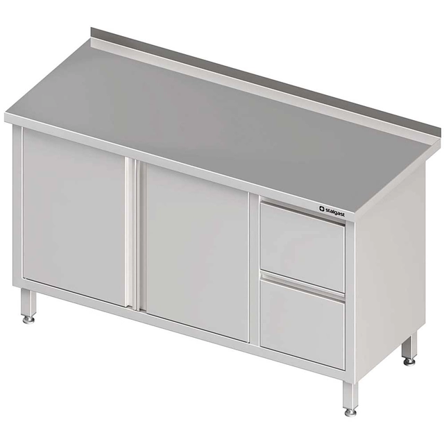 Wall table with two drawer block (P), swing doors 1600x700x850 mm