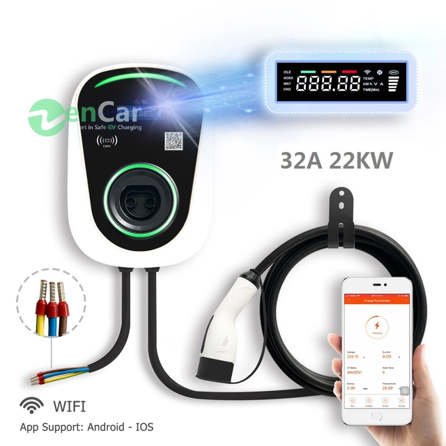 Wallbox ZENCAR DUOSIDA 22kW 3-fazy, RFID, WiFi, τύπος καλωδίου 2