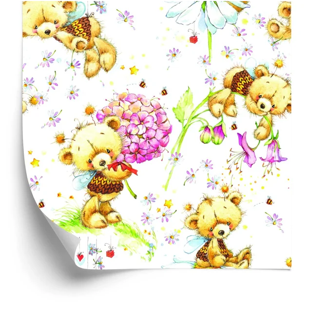 Wallpaper For Girls Teddy Bears Flowers Plants Leaves