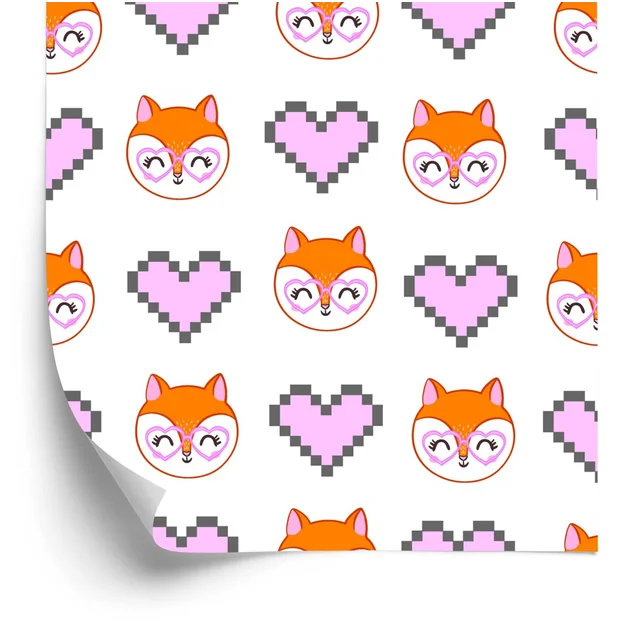 Wallpaper Happy Foxes With Hearts