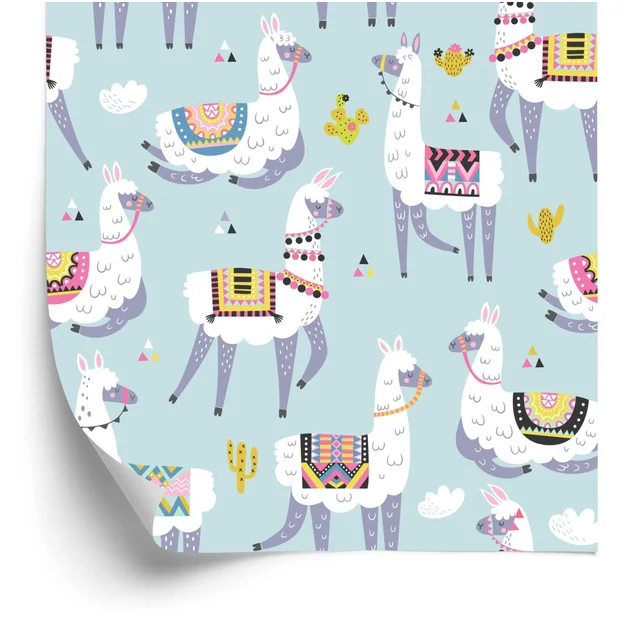 Wallpaper Llama Cacti Nature For Children's Room