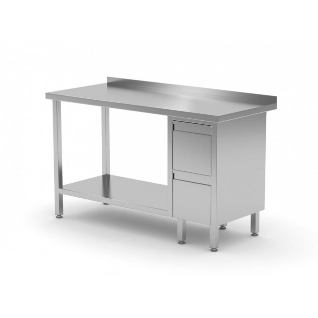 Wandtisch, Schrank mit zwei Schubladen und Regal - Schubladen auf der rechten Seite 1100 x 700 x 850 mm POLGAST 125117-P 125117-P