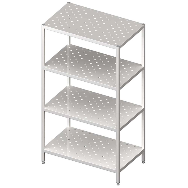 Warehouse rack, perforated shelves, 1000x500x1800 welded