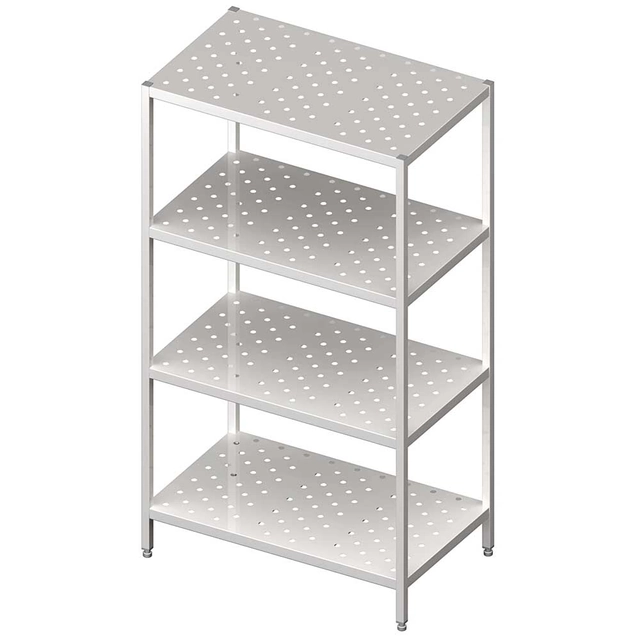 Warehouse rack, perforated shelves, 1200x700x1800 welded