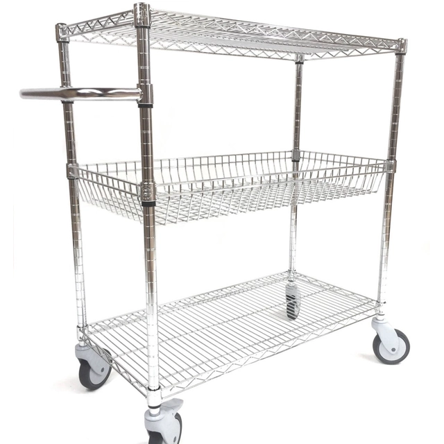 Warehouse trolley with basket 46x61x100 | GP-000238