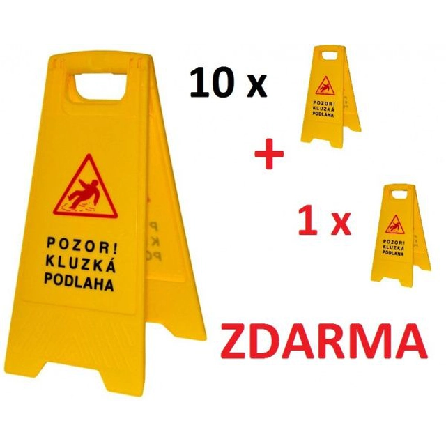 Warning sign Caution wet floor - slippery floor 10 + 1 FREE