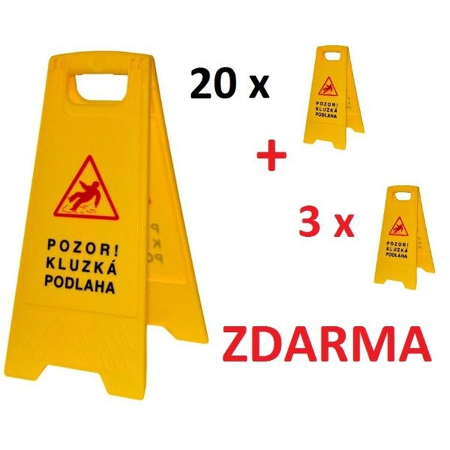 Warning sign Caution wet floor - slippery floor 20 + 3 FREE