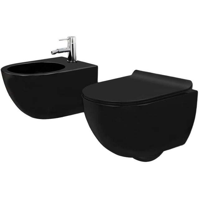 WC-Schüssel Carlo Mini Black Mat + Bidet Carlo Black