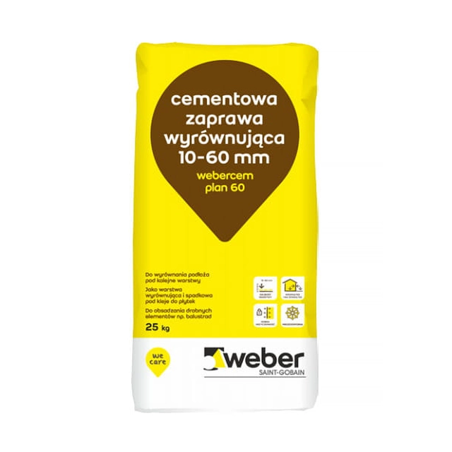Weber webercem plan afretningsmørtel 60 cement 25 kg