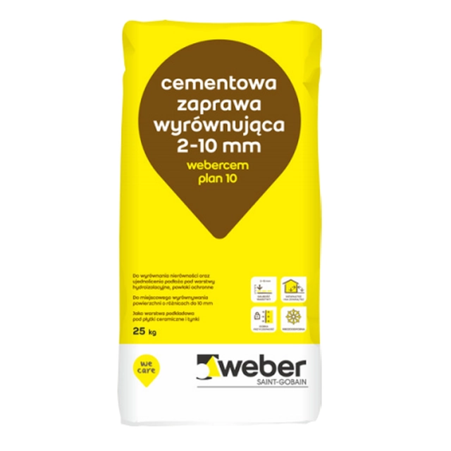 Weber webercem plan vyrovnávací malta 10 cement 25 kg