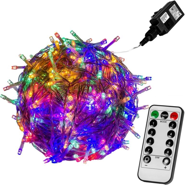 Weihnachts-LED-Beleuchtung – 10 m, 100 LED, bunt, Fernbedienung