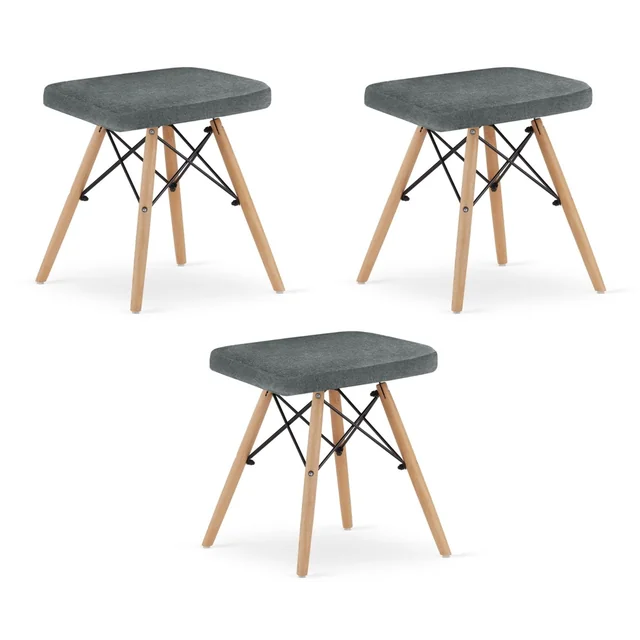 WERK stool - gray material / natural legs x 3