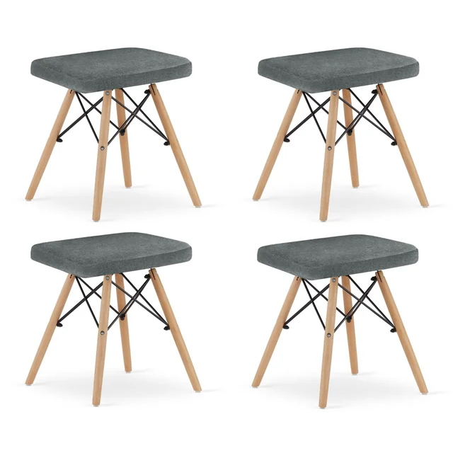 WERK stool - gray material / natural legs x 4