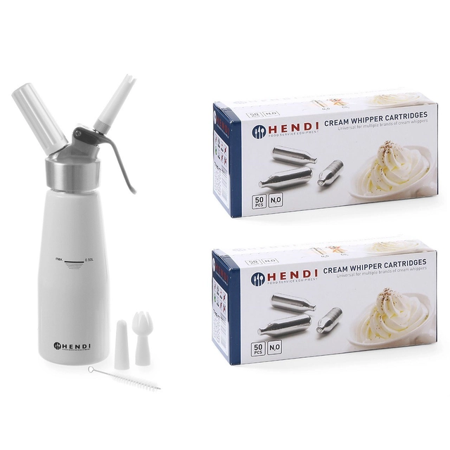 Whipped cream siphon 0.5L + 100 cartridges | Hendi