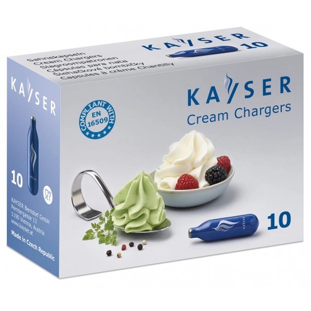 Whipped cream siphon cartridges, pack of 10 Kayser BLUE
