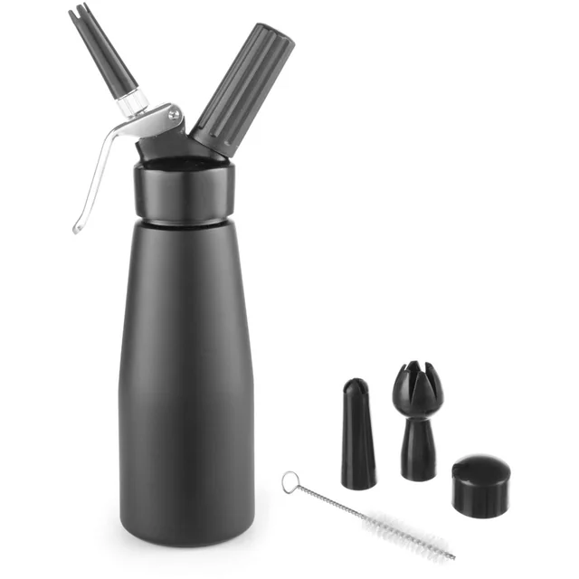 Whipped cream siphon N2O Kitchen Line SET + 3 tips 0.5L - black - HENDI 588420