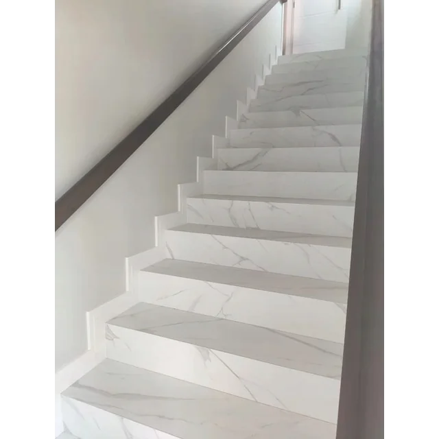 White marble-like tiles for stairs with VEIN 100x30 matte, anti-slip!