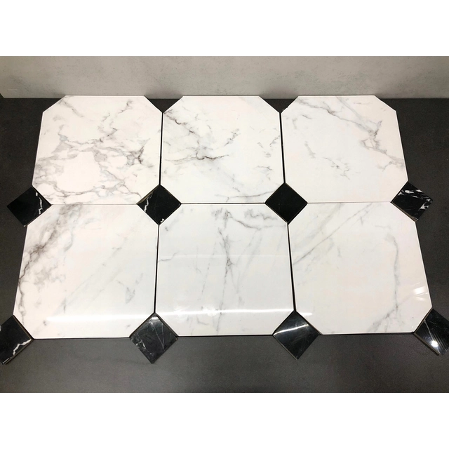 WHITE MARBLE octagon polished tiles Frost GLOSS!