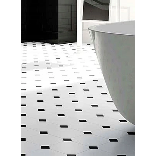 White smooth octagonal granite tiles, black POLUMATIZED granite tiles