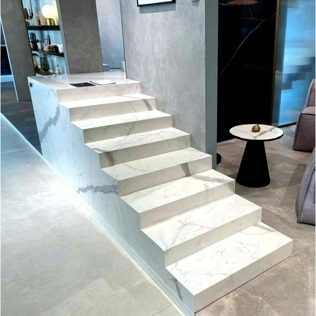 White tiles for stairs 100x30 HIGH GLOSS MARBLE