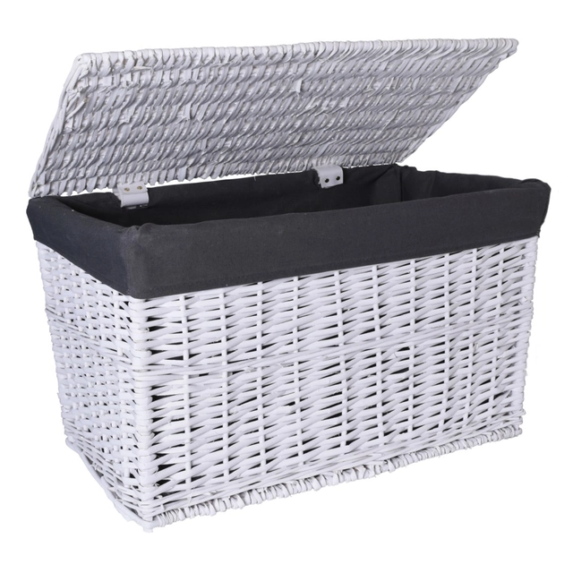 Wicker trunk 56x34x34 cm - 65L - white and gray