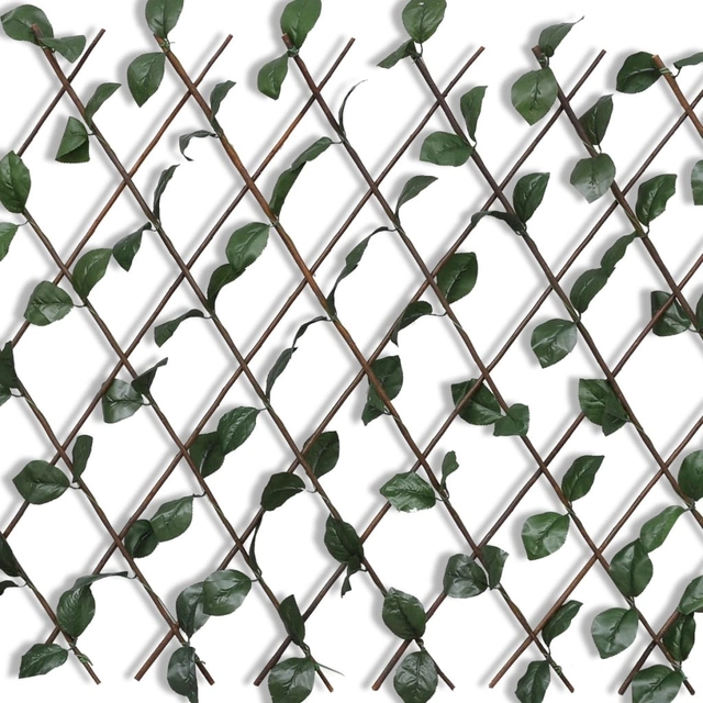 Willow trellis fence, 5 pcs., with leaves, 180 x 90 cm