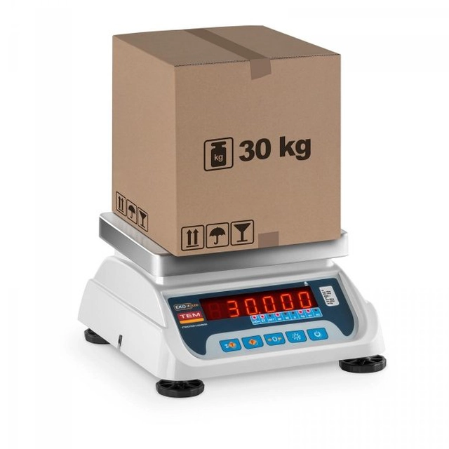 Winkelweegschaal - 30 kg / 10 g - legalisatie - 2 TEM platform 10200007 TEKO+LED30T-PLS-B1