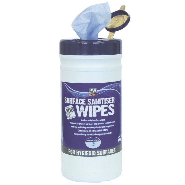 Wipes PW Surface Sanitiser disinfecting antibacterial for surfaces packaging cylinder 200 pcs
