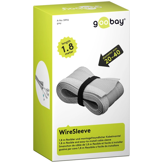 WireSleeve Goobay cable cover 1,8m Gray