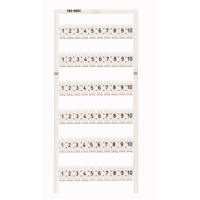 WMB marker label as printed card 41 ...50 (10x) stretchable with 5 mm to 5,2 mm printed horizontally for snap-on assembly white