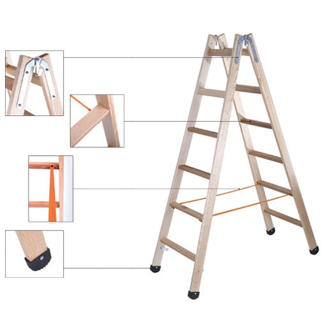 Wooden ladder 7 rungs Motive LMA 07 200cm