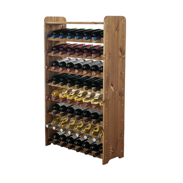 Wooden wine rack with shelf - RW31 /for 56 bottles/ Brown