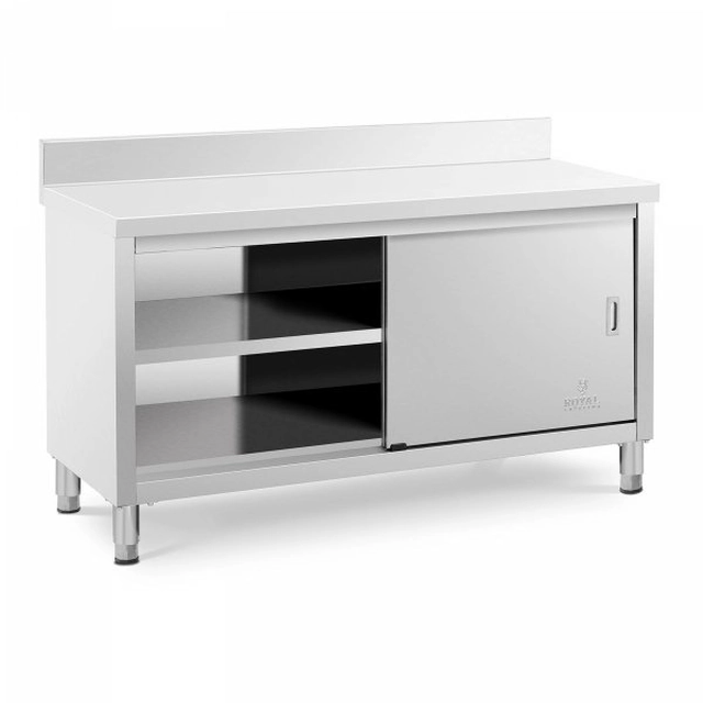 Work table with cabinet - 150 x 60 cm ROYAL CATERING 10011682 RCSSCB-150X60-E-B