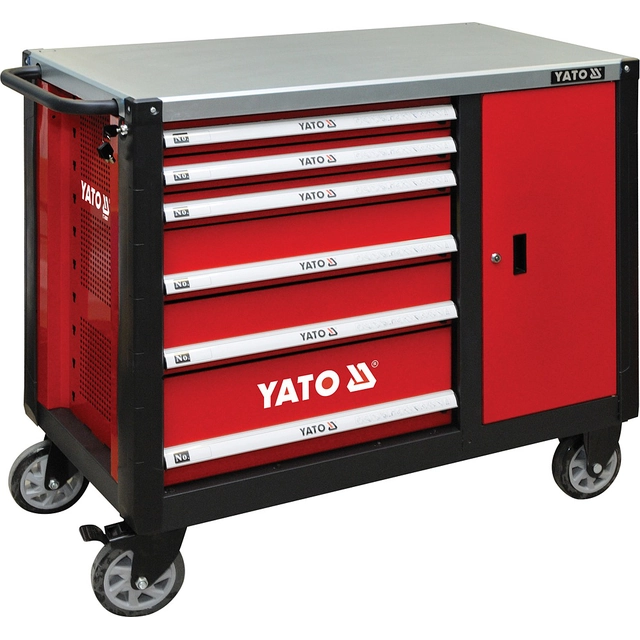 YATO Mobile workshop cabinet with 6 drawers + closing cabinet red