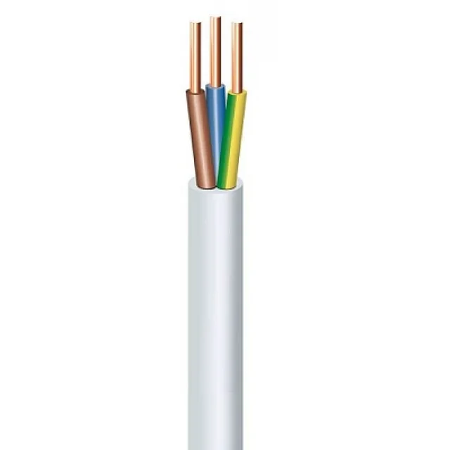 YDY instalācijas kabelis 3X4.0 ŻO balts apaļš vads 450/750V KL.1
