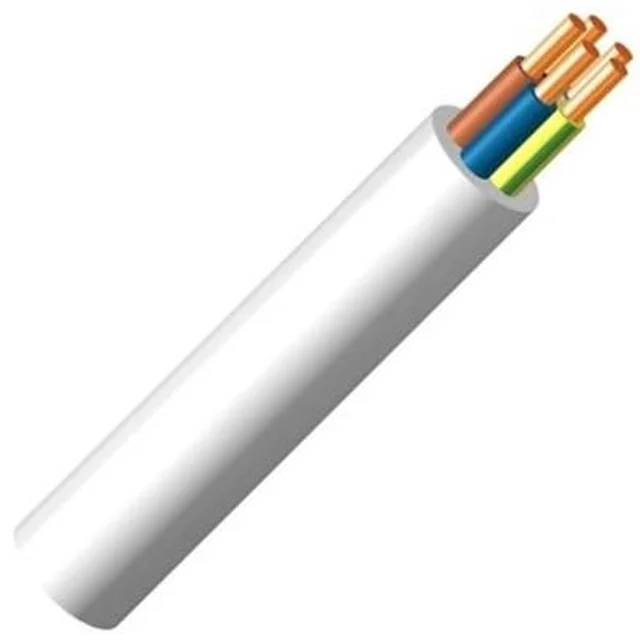 YDY inštalačný kábel 5X4.0 ŻO biely okrúhly drôt 450/750V KL.1
