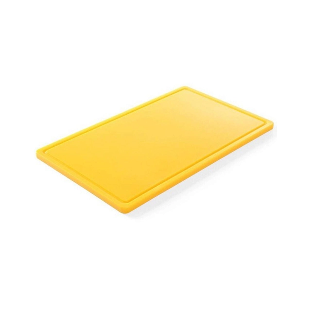 Yellow shredder GN1 / 1 - 530x325x (H) 15 mm, with drainage ditch, HDPE 500 polyethylene, Hendi, 2 sides for cutting