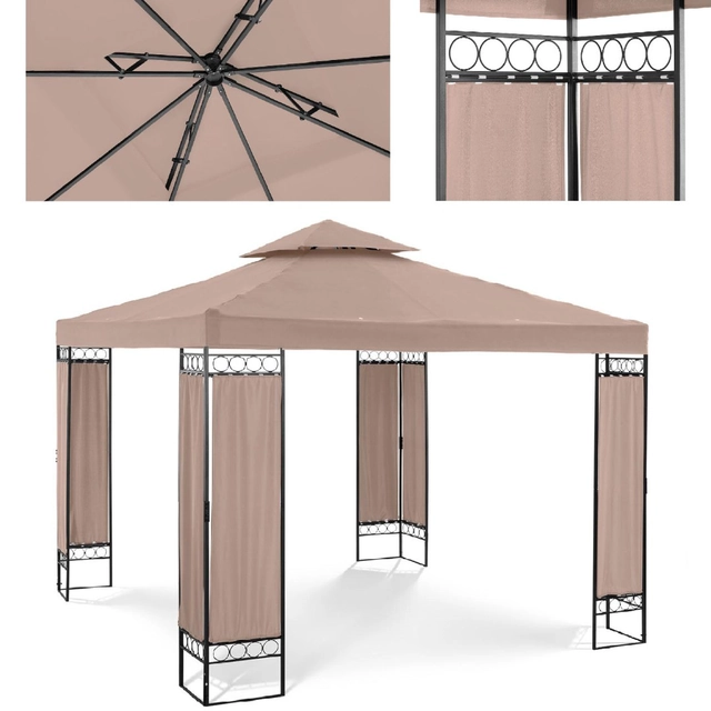 Záhradný altánok altánok stanová skladacia strecha 3 x 3 x 2.6 m béžová