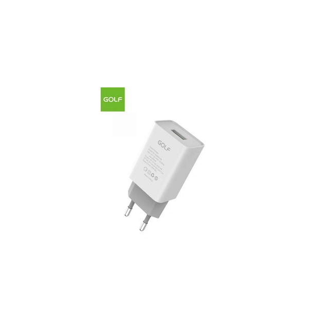 Захранване (зарядно) от мрежата (230V) до 1 x QC USB 3A Fast Charge White GF-U206PRO 20W Golf blister - PM1