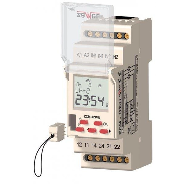 Zamel iknedēļas taimeris 2-kanałowy 24-250V AC 30-300V DC ar ārējo atmiņu ZCM-12P/U