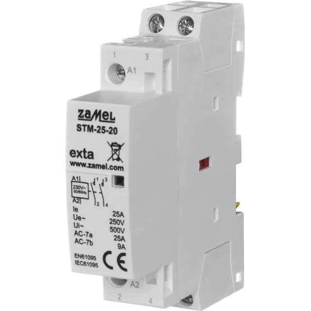 Zamel Moduláris beépítési kontaktor 25A 2Z 230V AC típus: STM-25-20 EXT10000288