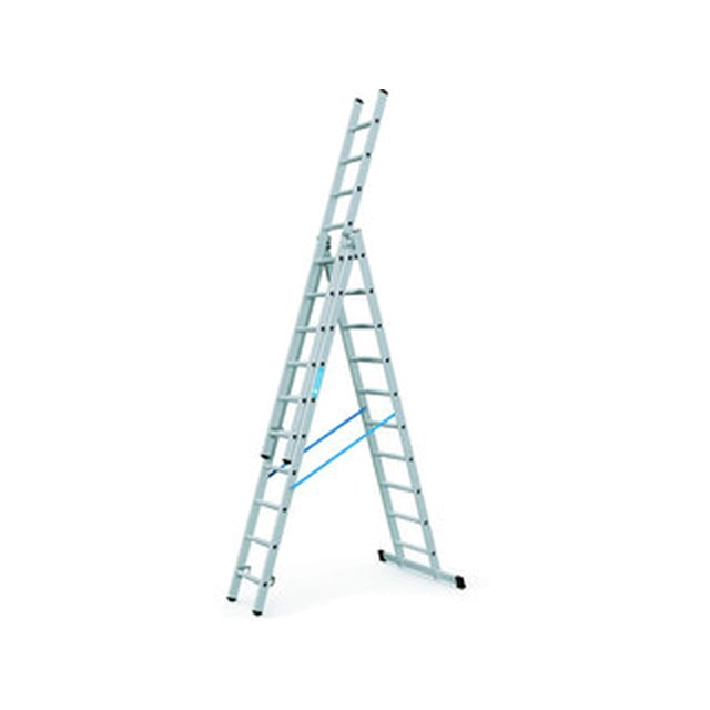 Zarges driedelige multifunctionele ladder 3 x 10 graden | 6,65 m | Aluminium