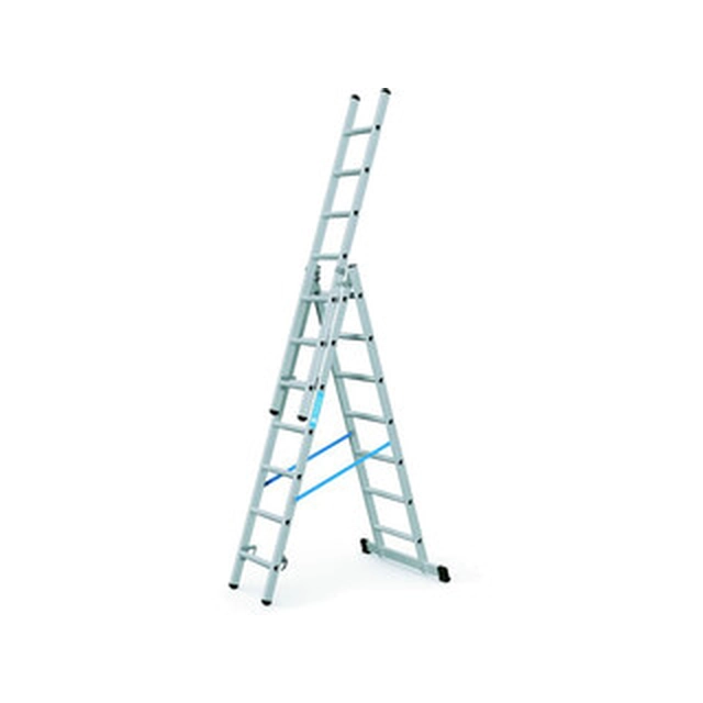 Zarges driedelige multifunctionele ladder 3 x 7 graden | 4,4 m | Aluminium