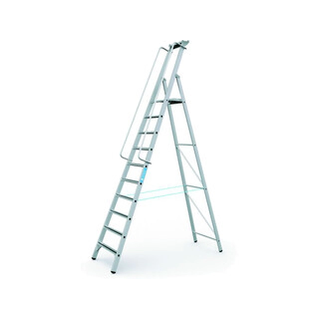 Zarges platform ladder that can be walked on one side 10 degrees | Podium height: 2,59 m | Aluminum