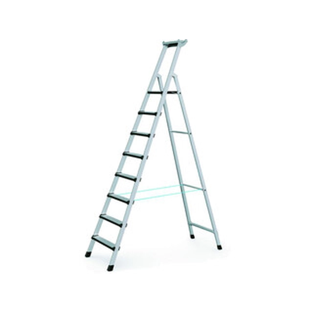 Zarges platform ladder that can be walked on one side 8 degrees | Podium height: 2 m | Aluminum