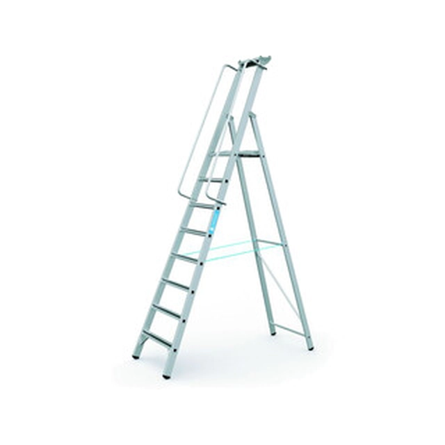 Zarges platform ladder that can be walked on one side 8 degrees | Podium height: 2,07 m | Aluminum